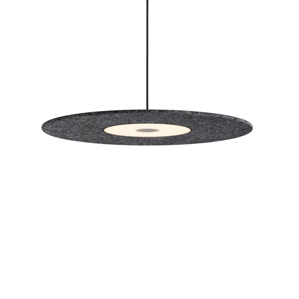 Yurei Single Pendant Lamp (Matte Black) with 22" Acoustic Panel, Charcoal