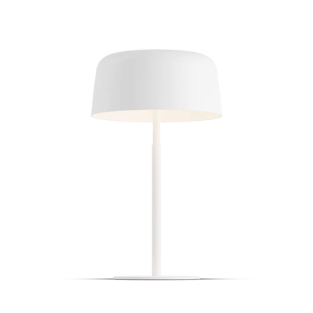 Yurei Table Lamp (Matte White) with 14" Metal Shade, Matte White