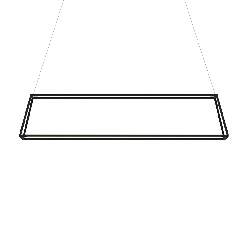 Z-Bar Pendant Rise Large Rectangle, Soft Warm, Matte Black, 56" x 14" x 12"