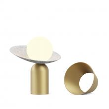 Koncept Inc GUY-BRS+CLTM - Guy LED Lantern with Shade (Brass) w/ Felt Cape (Light Marble)