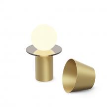 Koncept Inc GUY-BRS+DDGY - Guy LED Lantern with Shade (Brass) w/ Disk Collar (Dark Grey Glass)