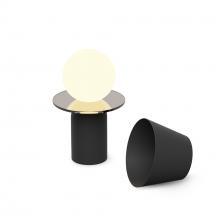 Koncept Inc GUY-MTB+DDGY - Guy LED Lantern with Shade (Matte Black) w/ Disk Collar (Dark Grey Glass)