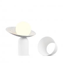 Koncept Inc GUY-MWT+CLTM - Guy LED Lantern with Shade (Matte White) w/ Felt Cape (Light Marble)