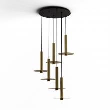 Koncept Inc CMP-C6-S-12-BRS+MBRS9 - Combi Pendant 12" Circular 6 Combo Brass with Matte Black Canopy