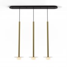 Koncept Inc CMP-L3-S-36-BRS+GTEA9+GLB - Combi Pendant 36" Linear 3 Combo Brass with Matte Black Canopy