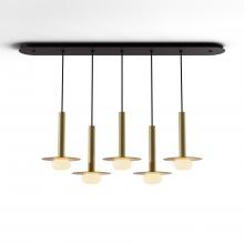 Koncept Inc CMP-L5-S-12-BRS+MBRS9+GLB - Combi Pendant 12" Linear 5 Combo Brass with Matte Black Canopy