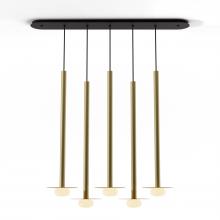 Koncept Inc CMP-L5-S-36-BRS+MBRS9+GLB - Combi Pendant 36" Linear 5 Combo Brass with Matte Black Canopy