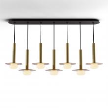 Koncept Inc CMP-L7-S-12-BRS+GTEA9+GLB - Combi Pendant 12" Linear 7 Combo Brass with Matte Black Canopy