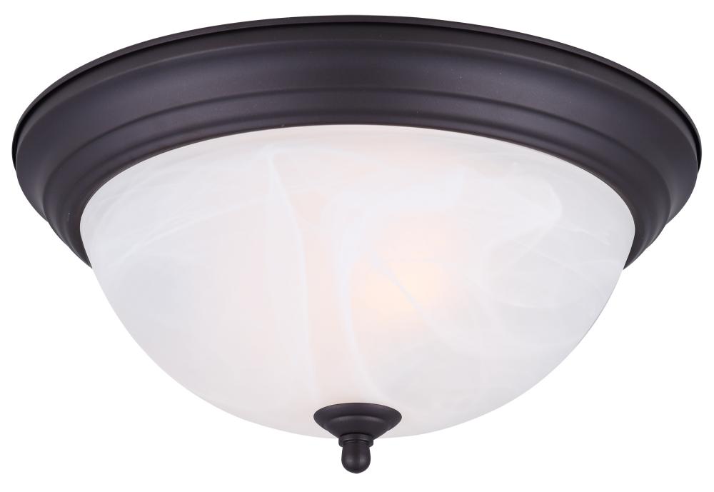 Fmount, 11" 2 Bulb Flushmount, Alabaster Glass 40W Type A