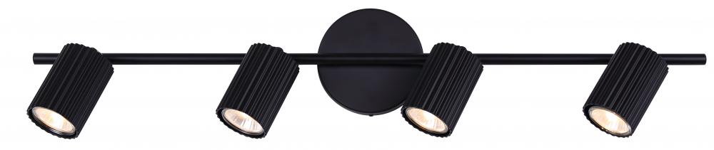 REXTON 4 Light 29 in. Ceiling/Wall Matte Black Track Light Kit with Matte Black Metal Shade