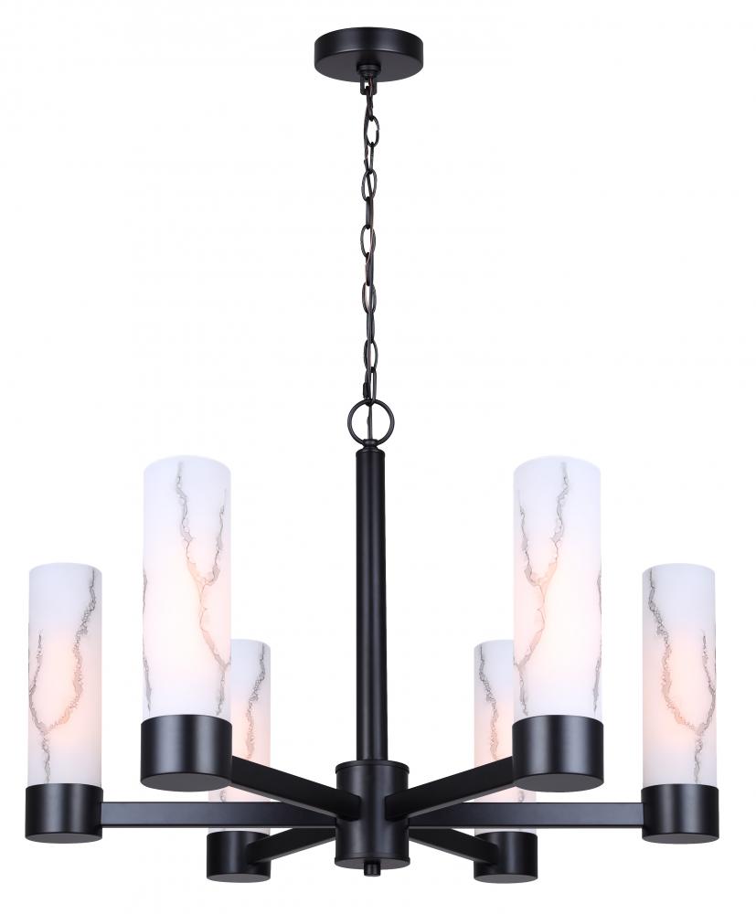 KRISTELLA, MBK Color, 6 Lt Chain Chandelier, Grey Marble Glass, 60W Type A, 26" W x 19.75" H