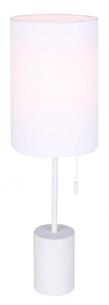 FLINT, MWH Color, 1 Lt Table Lamp, White Fabric Shade, 60W Type A
