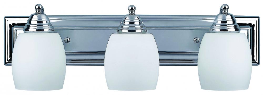 Griffin, 3 Light Vanity, Flat Opal Glass, 100 W Type A, 24" W x 7 1/4" H x 7 1/4" D