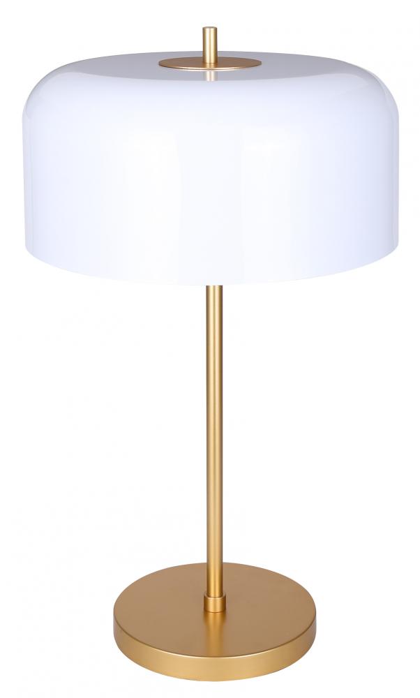 MILLI, Glossy WH + PGD Color, 1 Lt Table Lamp, 60W Type A, On-Off on Cord, 13" W x 23" H