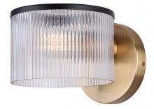 Canarm IWF1143A01BKG - JENNER, MBK + GD Color, 1 Lt Wall Fixture, Clear Ribbed Glass, 60W Type A, 7" W x 5.875" H x