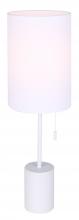 Canarm ITL1164A23WH - FLINT, MWH Color, 1 Lt Table Lamp, White Fabric Shade, 60W Type A, On-Off Pull Chain, 7.125" W x