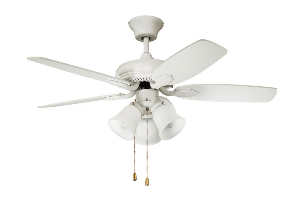 Casual/Transitional Nick 3-Light 42-Inch Ceiling Fan, White