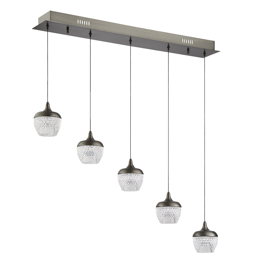 ARIKA series 25 Watt Chrome Integrated LED 5-Light Pendant Bar