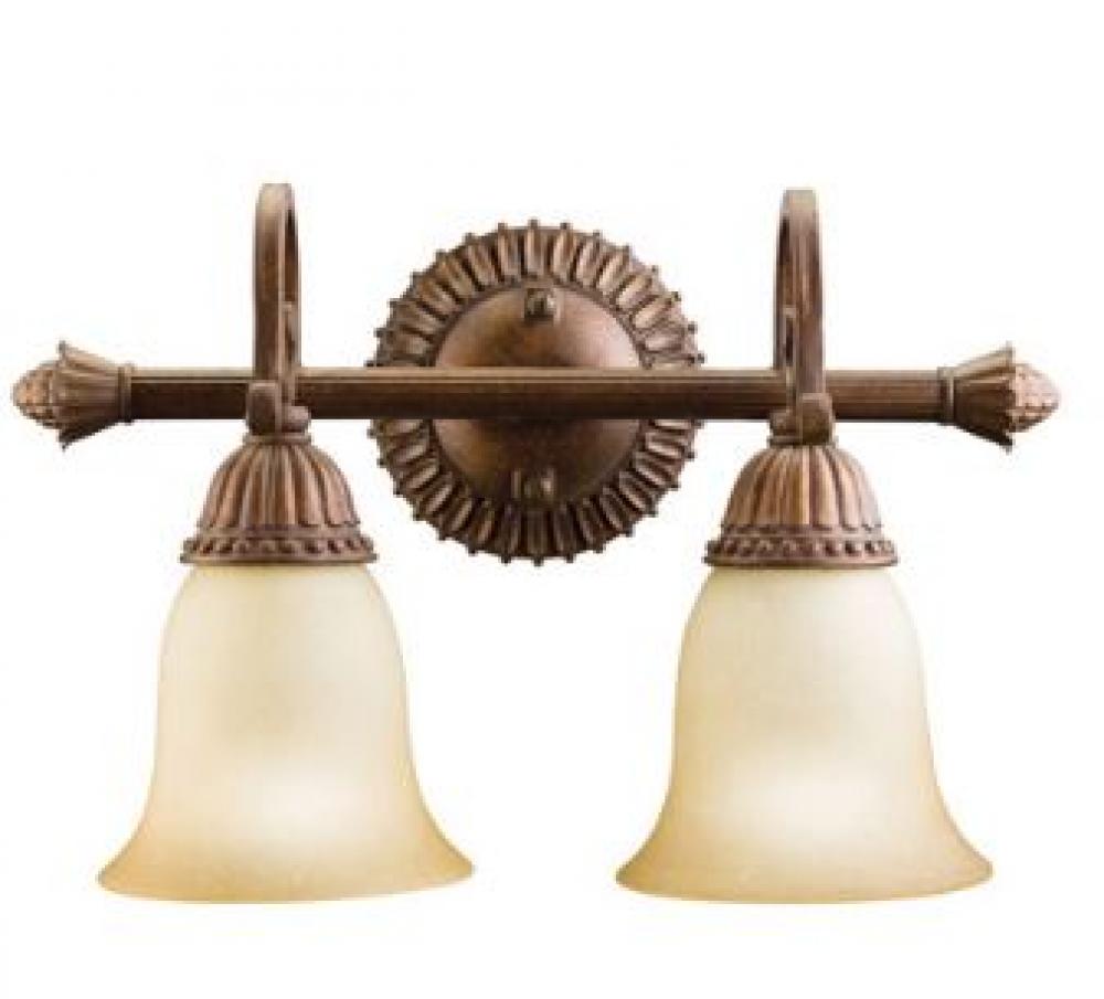 2 Light 16 inch Tannery Bronze w/ Gold Accent Bath Vanity Wall Light