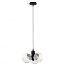 Kichler 52700BK - Silvarious 16.5 Inch 3 Light Convertible Pendant with Clear Crackled Glass in Black