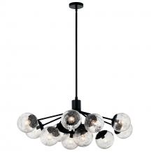 Kichler 52703BK - Silvarious 48 Inch 12 Light Linear Convertible Chandelier with Clear Crackled Glass in Black