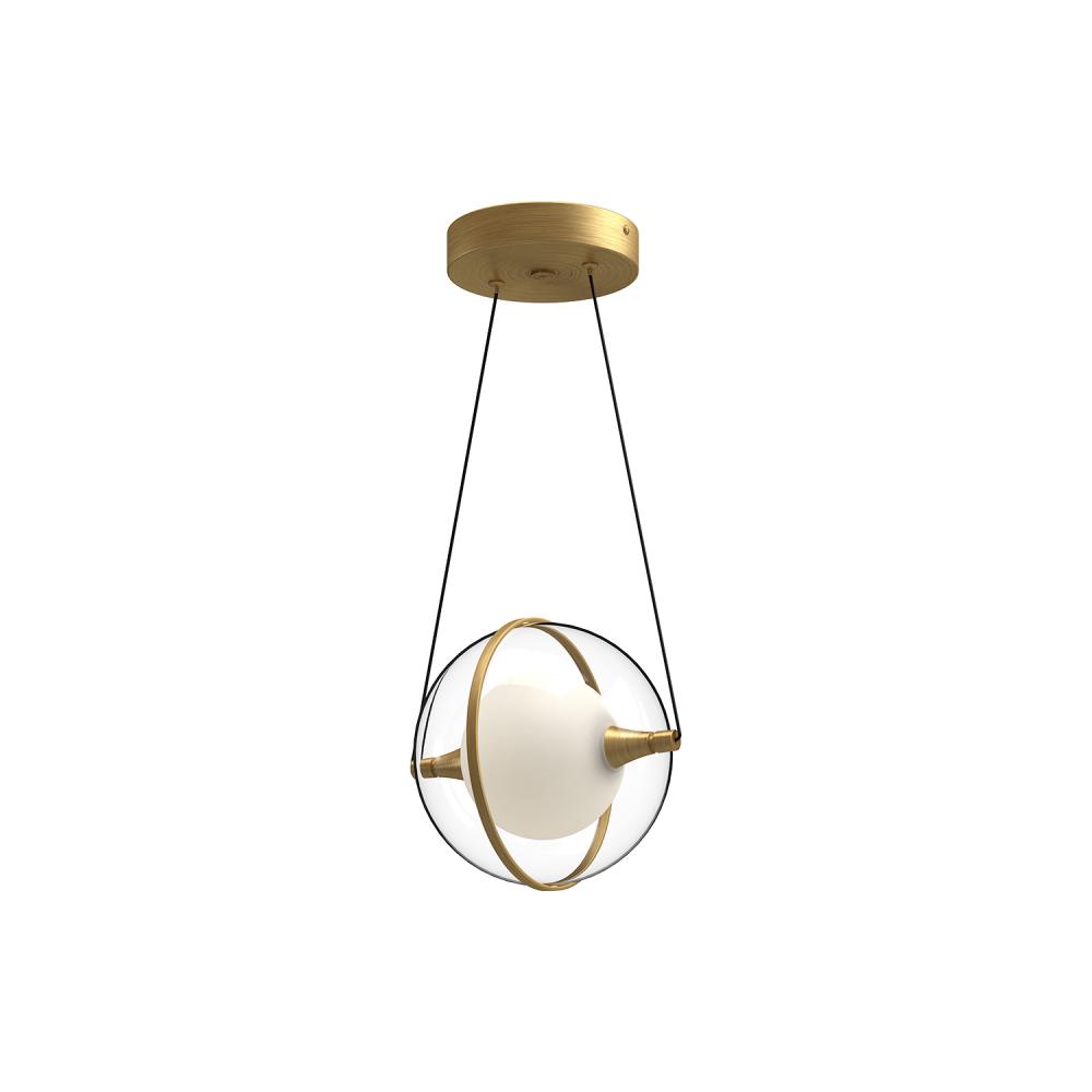 Aries 8-in Brushed Gold LED Pendant