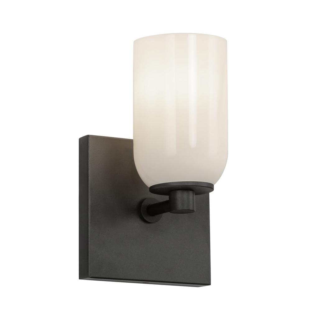 Nola 4-in Black/Glossy Opal Glass 1 Light Wall Sconce