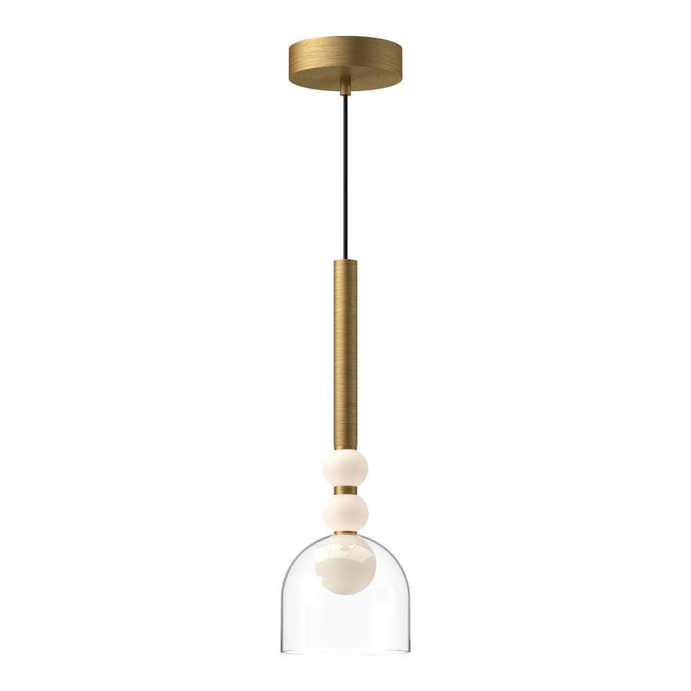 Rise 6-in Brushed Gold/Clear LED Pendant