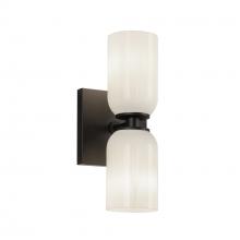 Kuzco Lighting Inc WS57712-BK/GO - Nola 12-in Black/Glossy Opal Glass 2 Lights Wall Sconce