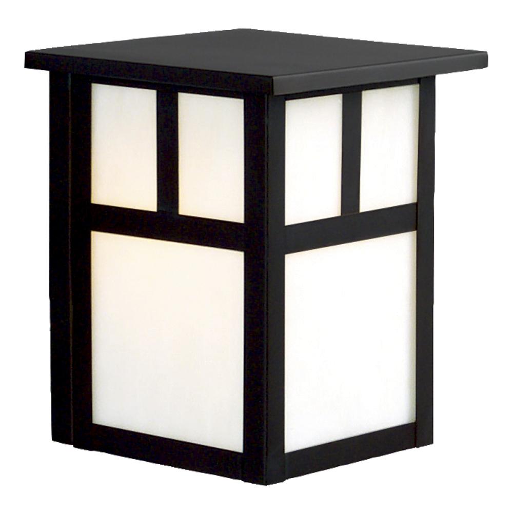 Outdoor Wall Fixture - Black with White Marbled Glass