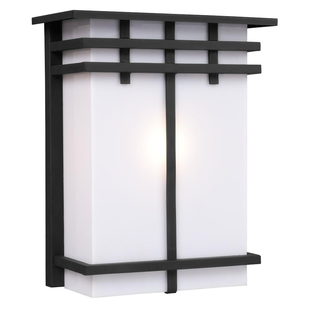 Outdoor Wall Fixture - Black with White Acrylic Lens