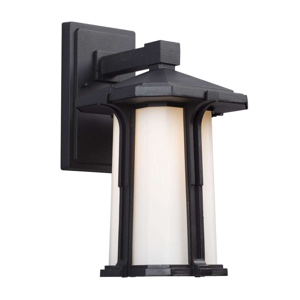 Outdoor Wall Mount Lantern - in Black finish with White Glass
