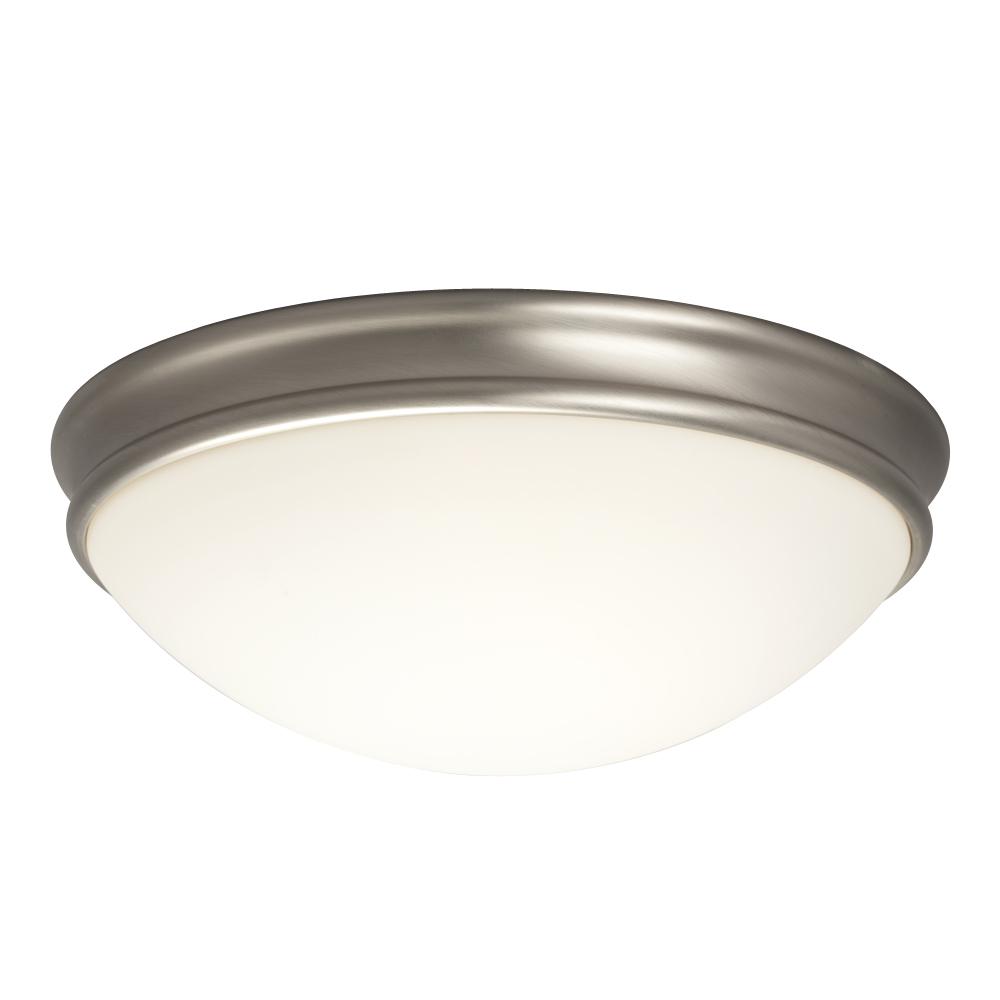 Flush Mount - Brushed Nickel with White Glass
