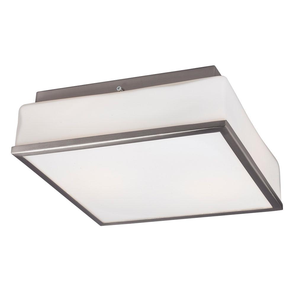 Square Flush Mount Ceiling Light - in Brushed Nickel finish with Opal White Glass