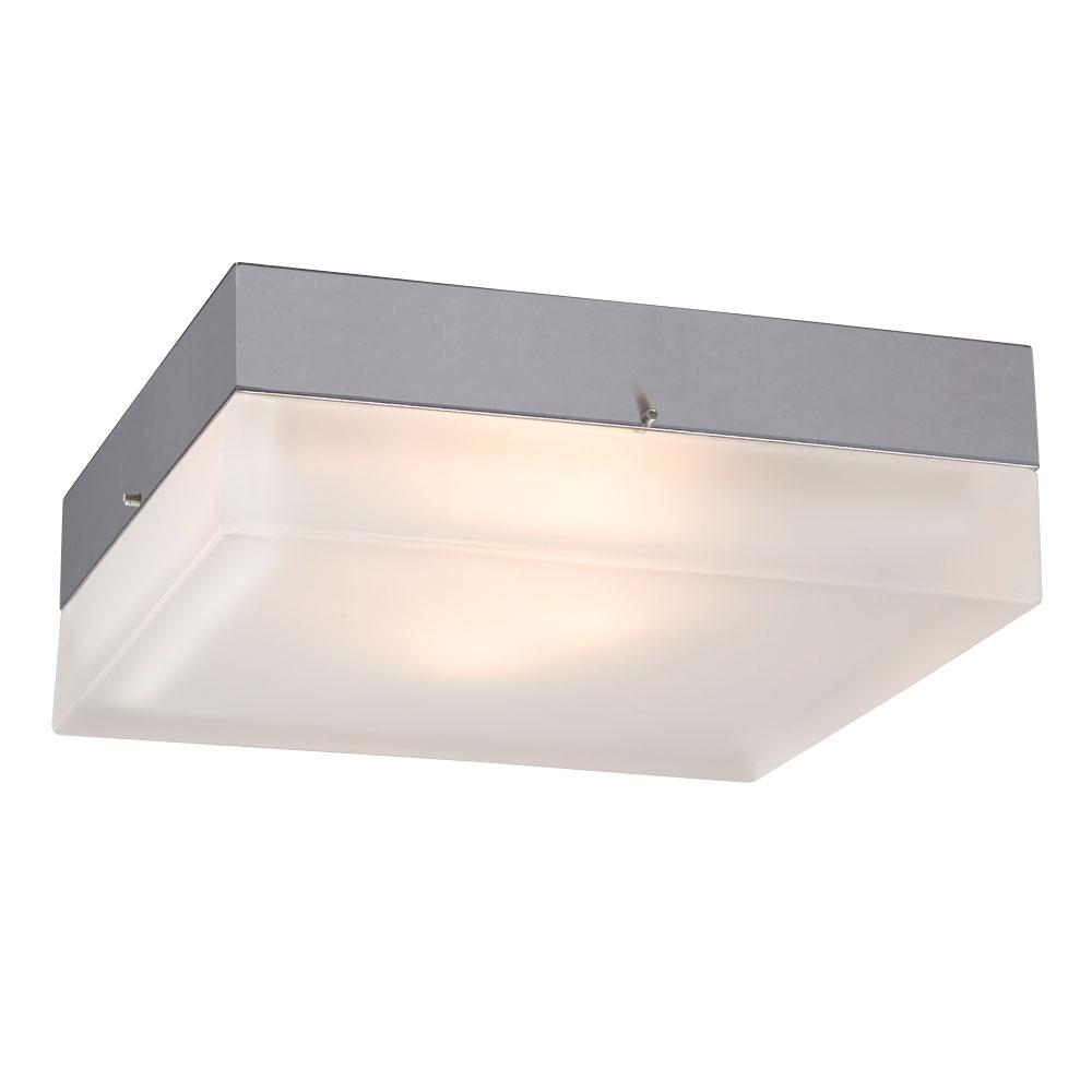 LED Square Flush Mount Ceiling Light - in Polished Chrome finish with Frosted Glass
