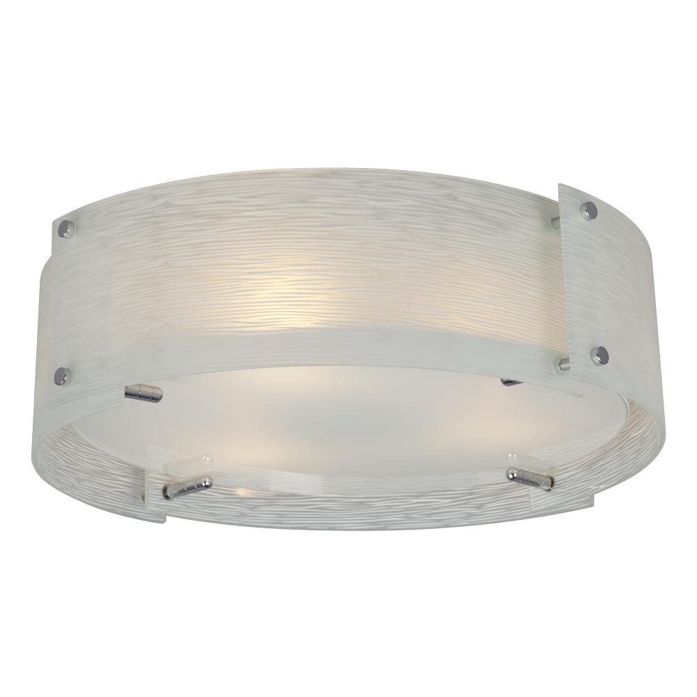3-Light Flush Mount in Polished Chrome with Frosted Textured Glass Shade