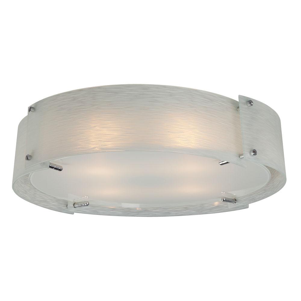 LED Flush Mount Ceiling Light - in Polished Chrome finish with Frosted Textured Glass