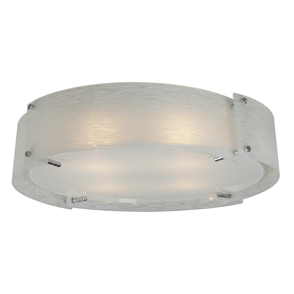 4-Light Flush Mount in Polished Chrome with Frosted Textured Glass Shade