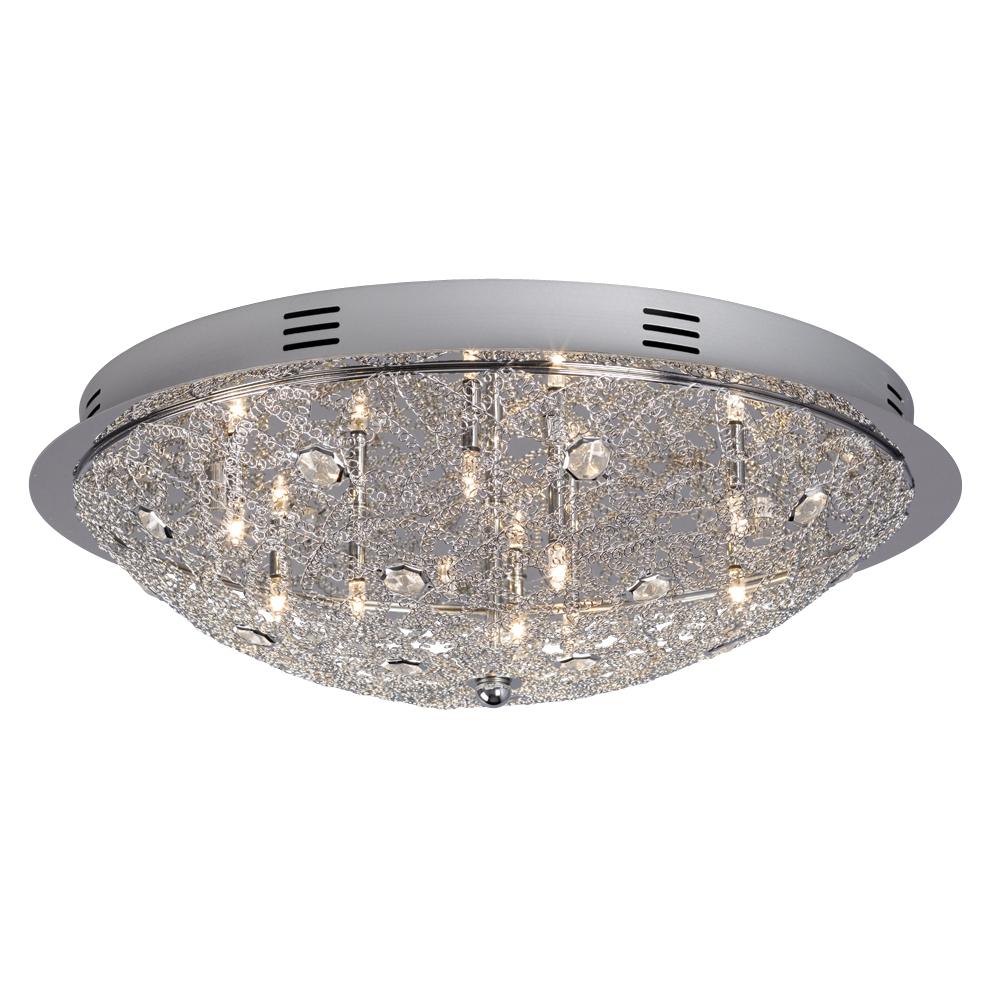 9-Light Flush Mount Polished Chrome with Crystal Accents (9 x 20W, G4)