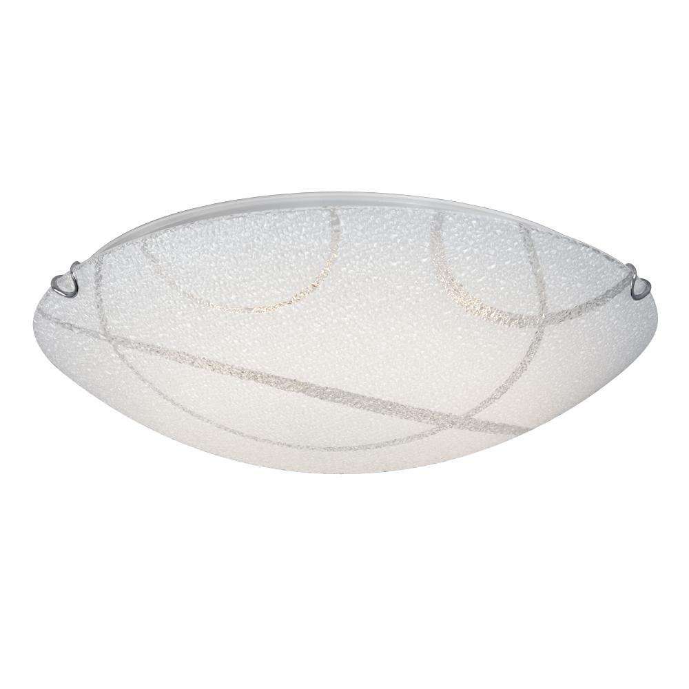 LED Flush Mount Ceiling Light - in Polished Chrome finish with White Patterned Sugar Glass