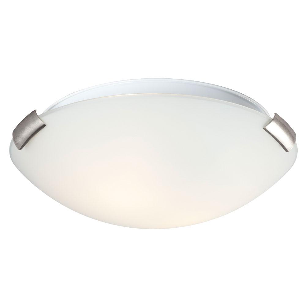 Flush Mount Ceiling Light - in Brushed Nickel finish with White Glass