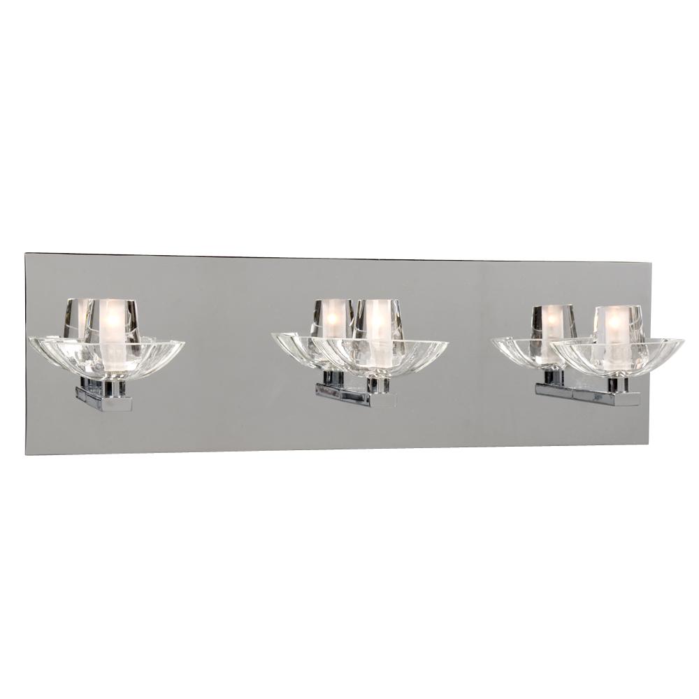 Three Light Vanity - Chrome w/ Clear Glass (inside matte)