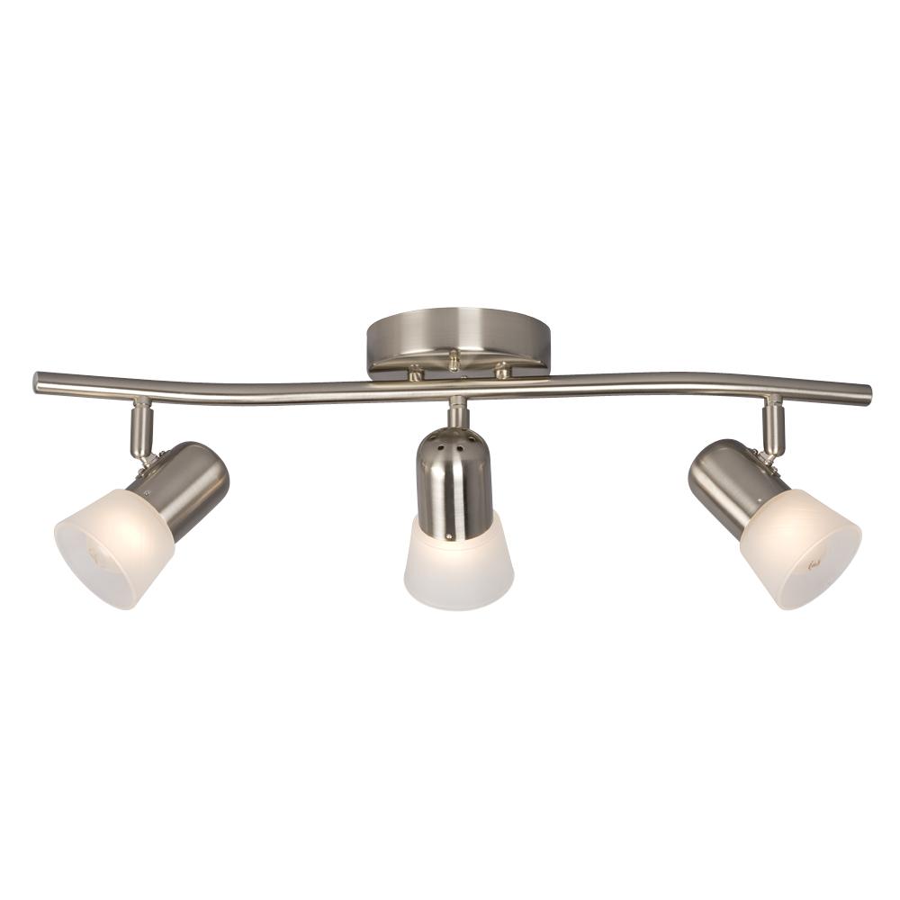 3 Light Track Light - Brushed Nickel with Frosted Glass