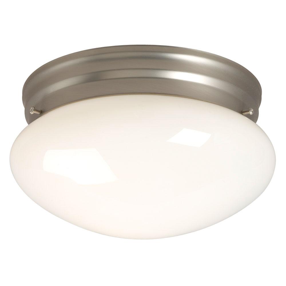 Utility Flush Mount Ceiling Light - in Pewter finish with White Glass