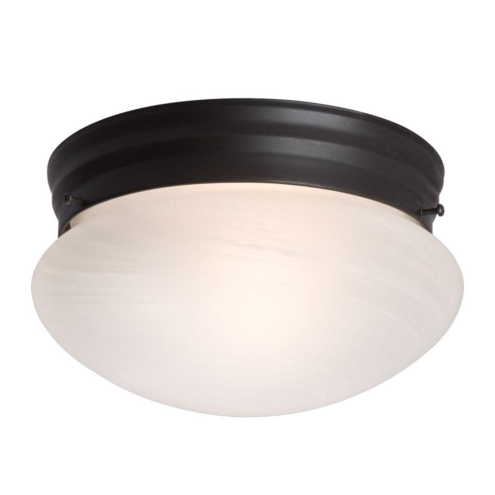 LED Utility Flush Mount Ceiling Light - in Oil Rubbed Bronze finish with Marbled Glass