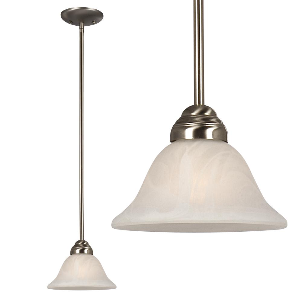 Mini Pendant w/6",12",18" Extension Rods - Brushed Nickel w/ Marbled Glass