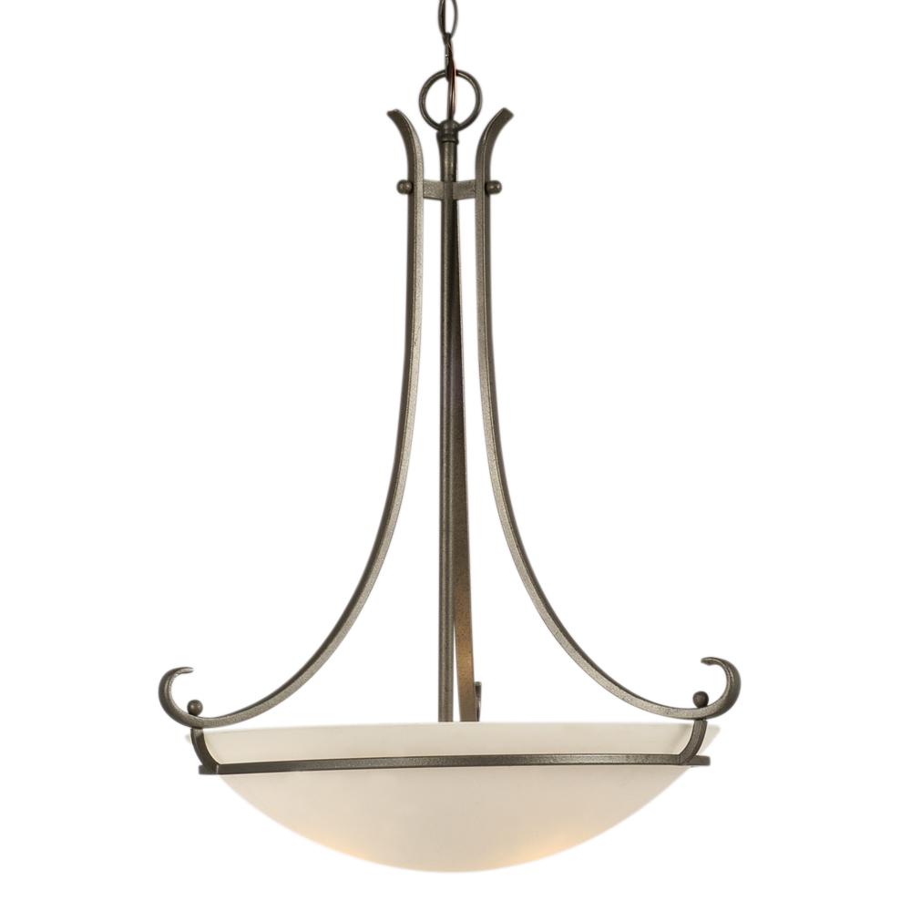 Pendant - Iron w/ Satin White Glass