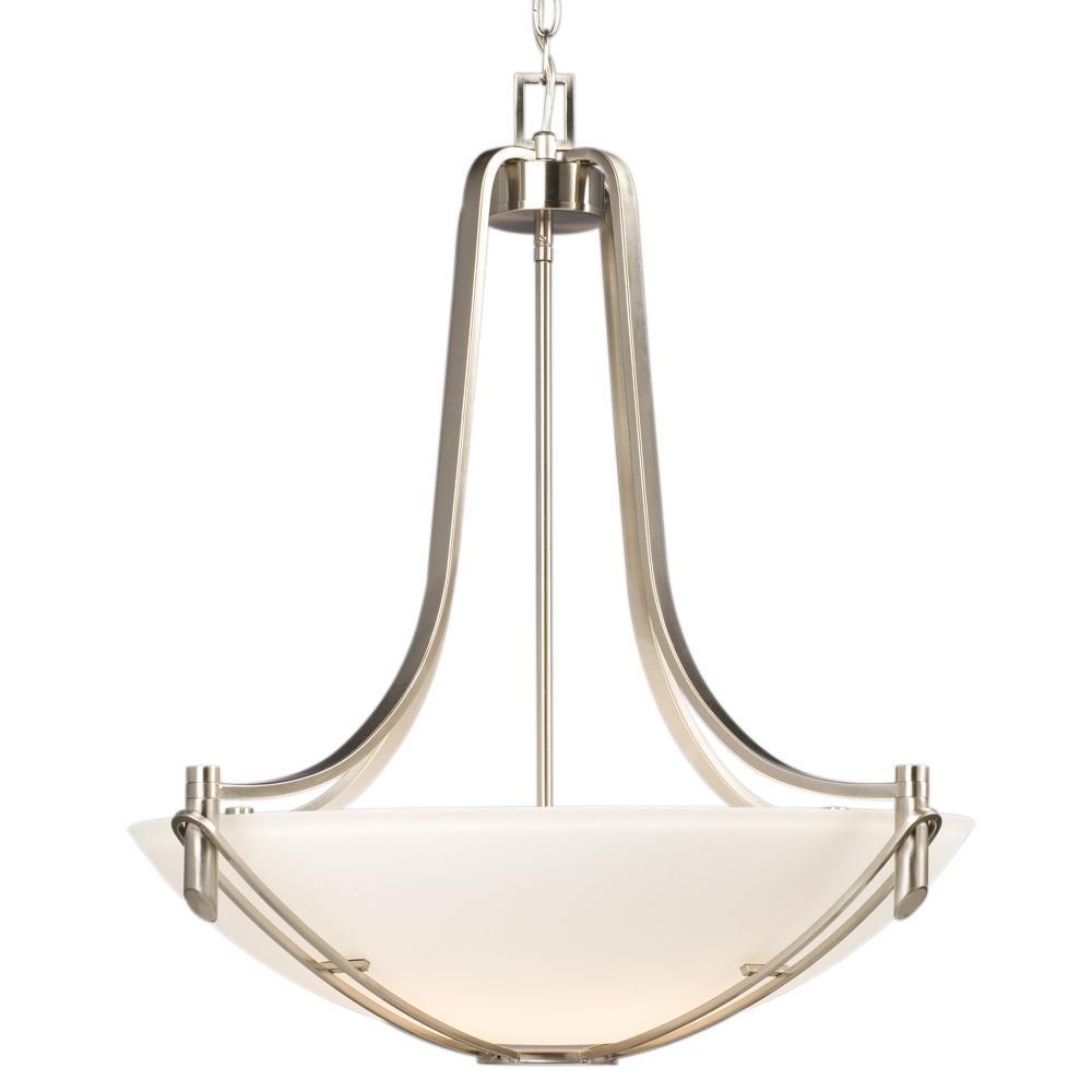 Pendant - Brushed Nickel with Satin White Glass