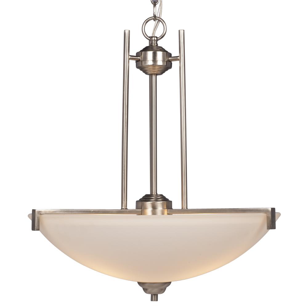 Pendant - Brushed Nickel with Satin White Glass