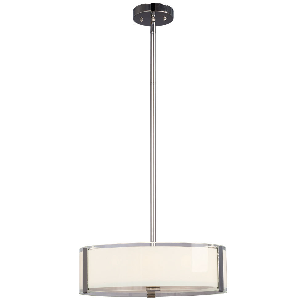 4-Light Pendant - Polished Chrome with White Opal/Clear Glass (incl. 6", 12" & 18" Exten